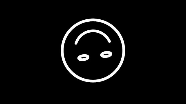 Simple white outline of an upside-down smiley face on a black background