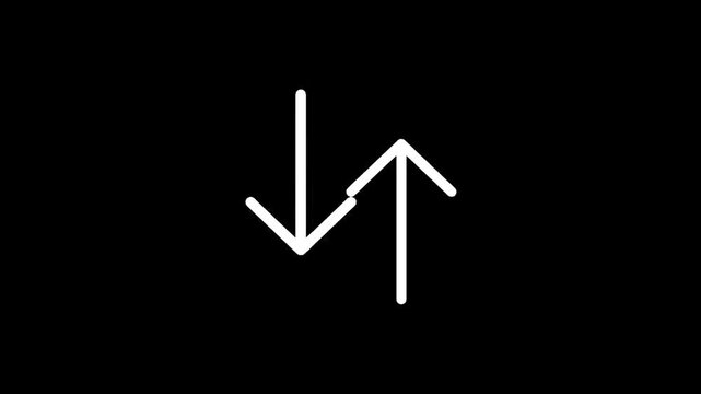 Simple white arrows pointing up and down on a black background, minimalist design