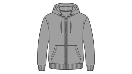 Gray zip up hoodie sweatshirt with pockets and drawstring © Jarwo