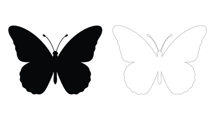 Butterfly Silhouette In Black And White Isolated On White Background © Sifat Ahammed