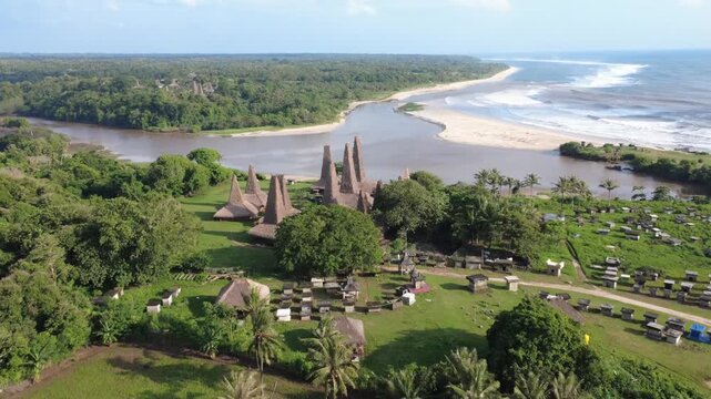 Aerial view of Ratenggaro traditional village in Sumba, Indonesia
