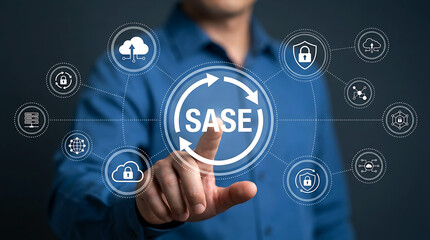 Obraz premium Secure Access Service Edge SASE Cybersecurity Cloud Network Protection