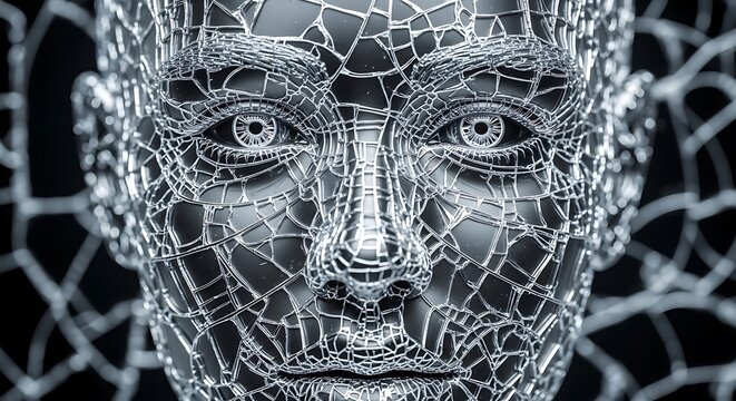 Close up view of delicate white spider web.