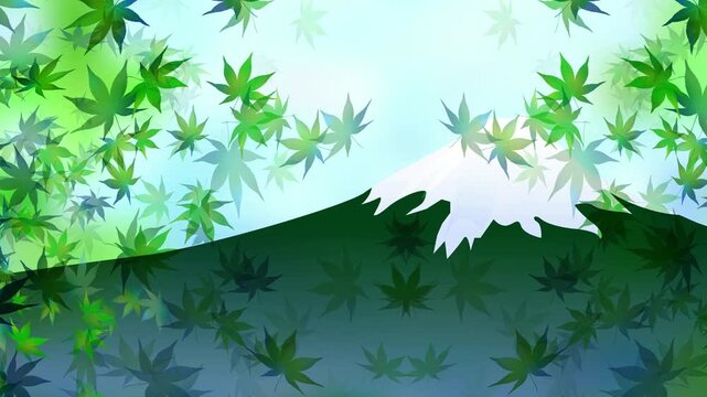 Mount Fuji Surrounded by Green Maples 4K