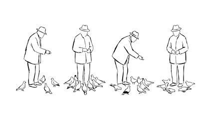 Obraz premium Gardeners raking leaves shown in a seasonal outdoor activity collection set collection design study