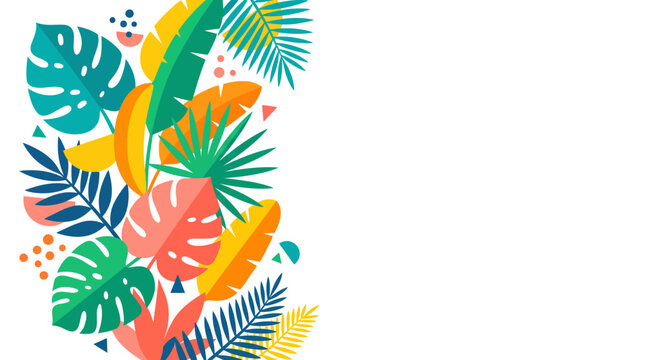 Colorful Tropical Leaves Vector Illustration