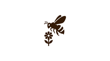 Minimalist Bee and Flower Silhouette Vector © Melatunz