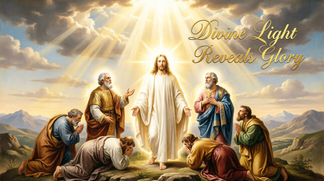 Divine Light Transfigures Christ Before His Disciples on the Holy Mountain of God.