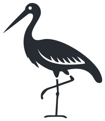 Obraz premium Stork standing gracefully on one leg icon silhouette illustration vector