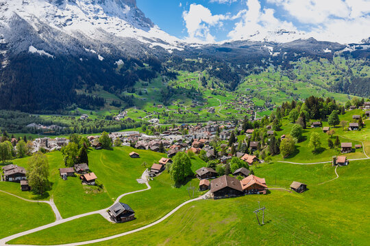 Grindelwald village with Eiger mountain in Swiss Alps