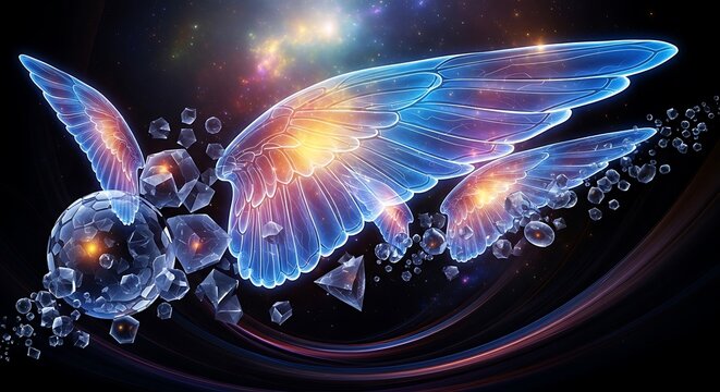 Futuristic space battle with advanced spacecraft and laser beams.
