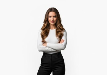 Obraz premium Confident business woman, professional female, smiling portrait, white background