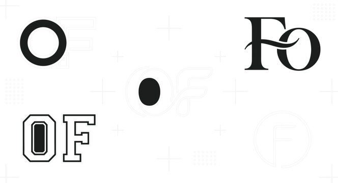 Monogram Initial Letter OF and FO Logo Icon Set with Minimalist Brand Symbols