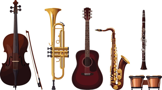 Musical instruments set vector illustration on white backgroundMusical instruments set vector illustration on white background
