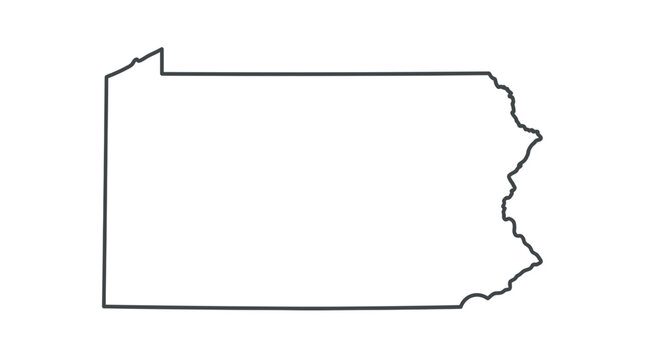 Pennsylvania state map outline with minimalist black line