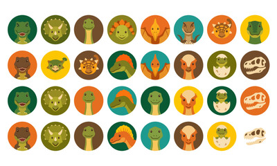 Dinosaurs Kawaii Colorful Icons © Mahmudul