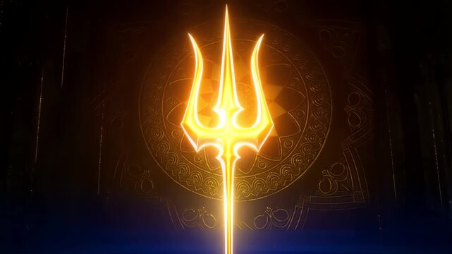 Mahadev Lord Shiva Trident Glowing Powerful Golden Aura Spiritual Mandala Sacred Geometric Pattern Hindu God Symbol Religious Worship Background Bholenath Shankar ... See More