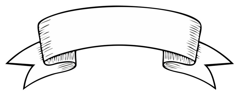Hand Drawn Ribbon Banner with Copy Space for Text and Decoration