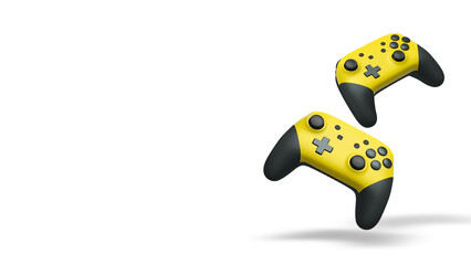 Wireless gaming controllers flying in air isolated on white background, symbolizing gaming technology concept © Vasyl Onyskiv