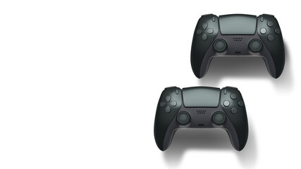 Wireless gaming controllers flying in air isolated on white background, symbolizing gaming technology concept © Vasyl Onyskiv