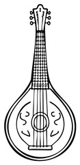 Fototapeta premium Acoustic string instrument with pear shaped body and fretted neck illustration