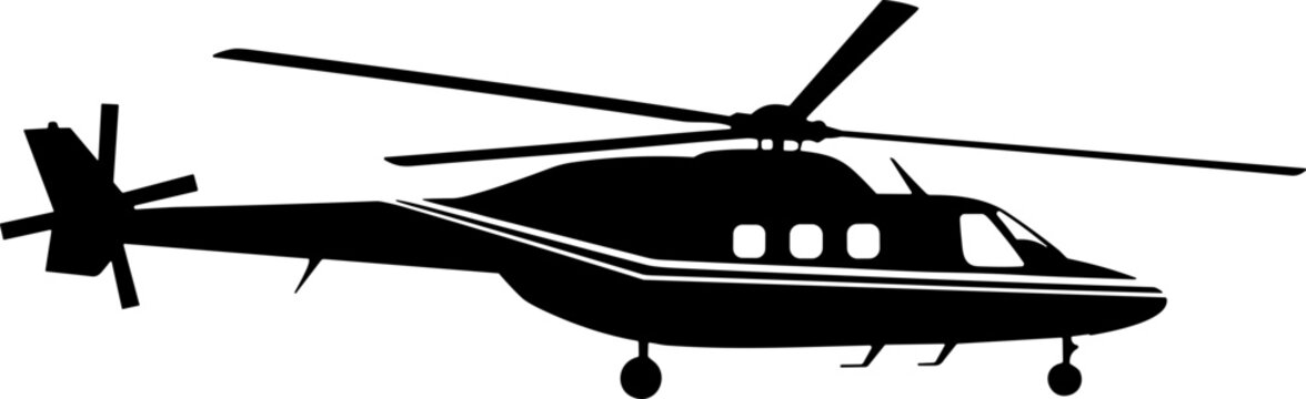 Black Helicopter Silhouette Vector Illustration
