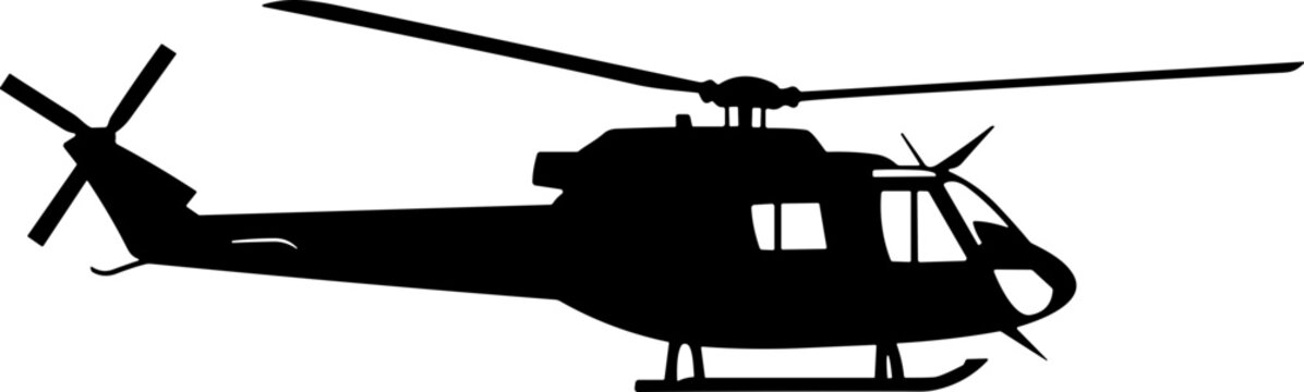 Helicopter Silhouette Black White Flying Transport Aviation