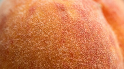 Fototapeta premium Macro close up of fresh peach skin texture showing fuzzy surface details for organic food background and healthy fruit concept photography