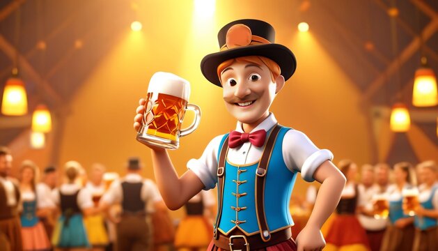 Oktoberfest Man Holding Beer Mug