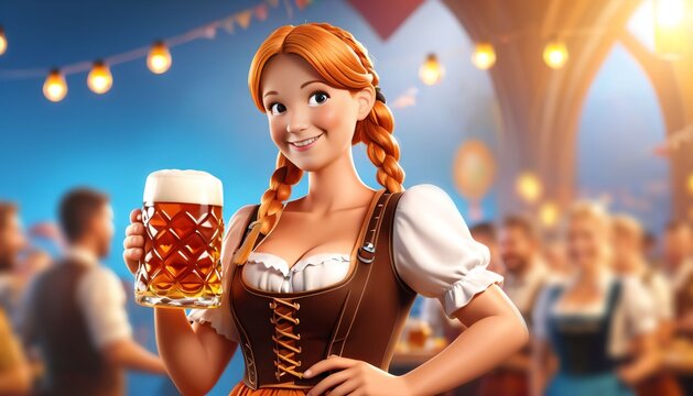 Woman Holding Beer At Oktoberfest