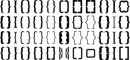 Text bracket, symbols set, curly braces and parenthesis icons for quotation marking punctuation design and typography layout elements. © VectorIndiaPro