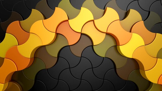 Geometric Shapes Form a Wave. Abstract motion, two color, 3d rendering, 4k resolution
