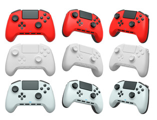 Collection of gaming controllers isolated on white background with clipping path © Vasyl Onyskiv