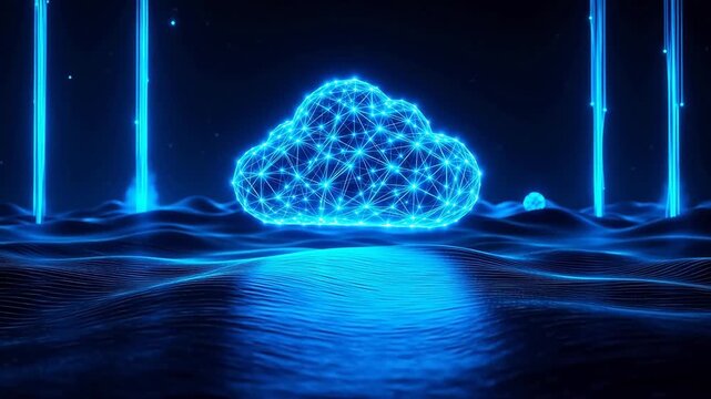 Digital cloud network on wavy surface