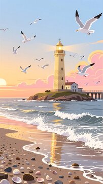 seagulls on the beach