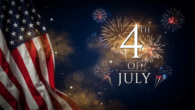 Fourth of july celebration with american flag fireworks and patriotic independence day background
