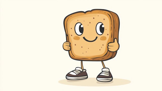 Cartoon bread slice character giving a thumbs up