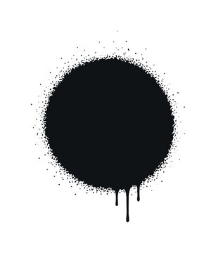 Graffiti spray paint circle with dripping effect and textured edges