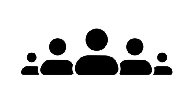 Abstract Group of five people icon animation on transparent background. Community icon, Business and team work icon concept animation. 4k.
