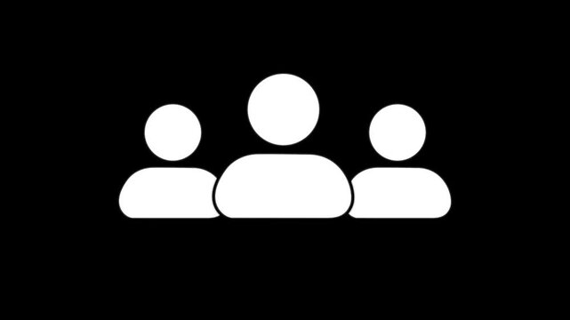 Simple Group of three people icon animation. Community icon, and team work icon concept animation. 4k video. 