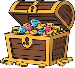 Treasure Chest Overflowing with Gold Coins and Jewels © prima