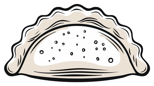 Traditional savory dumpling illustration with crimped edges food art design delicious meal appetizer snack vector drawing