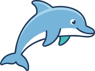 Cute Cartoon Dolphin Jumping Out of Water © raplyy