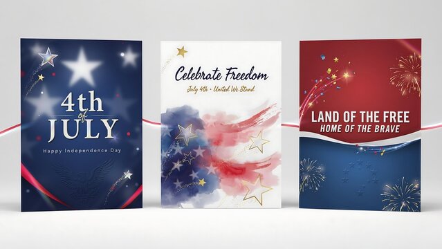 Fourth of July greeting card collection with patriotic American Independence Day designs