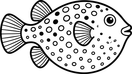 Cute Pufferfish Cartoon Drawing, Simple Vector Illustration © Puldeng