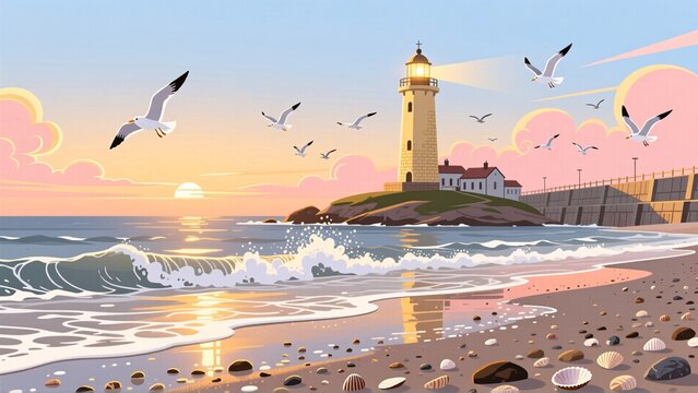 lighthouse at sunset