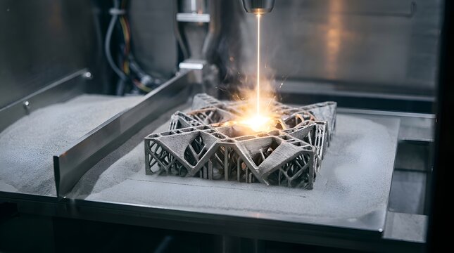 3D Metal Printing: Laser Melting Aerospace Part in Industrial Machine