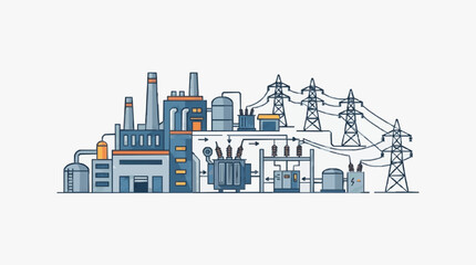 Obraz premium Industrial Power Plant Infrastructure Setup.