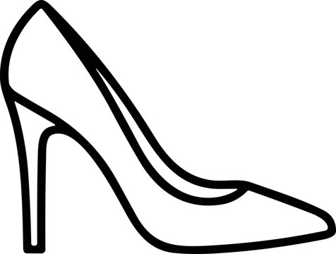 Elegant high heel shoe, simple outline, vector art, fashion icon