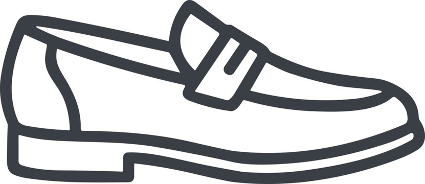 Minimalist line art icon of a classic loafer shoe